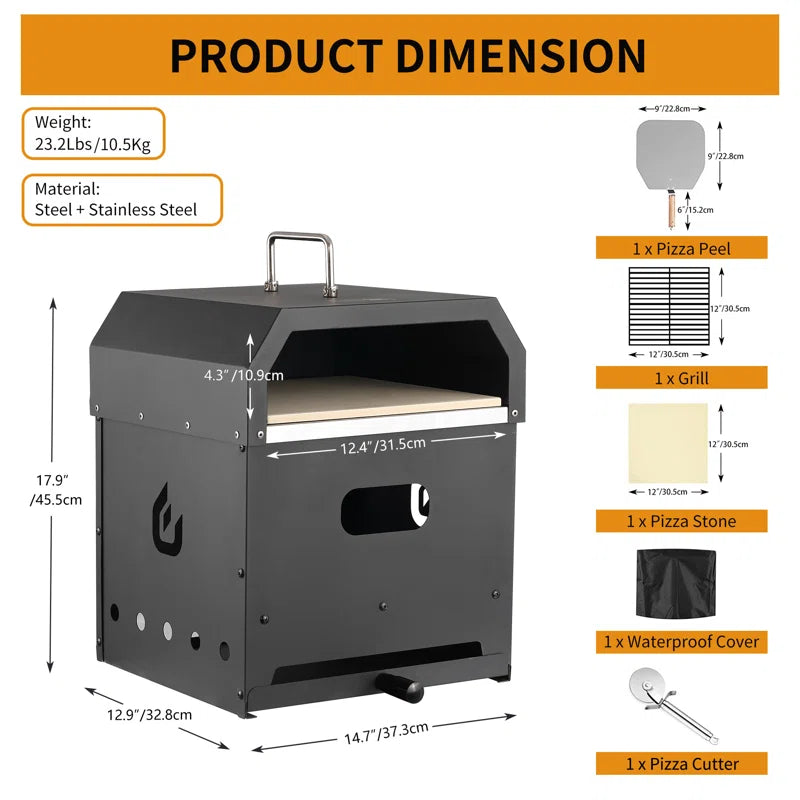 Paeten 4-In-1 Outdoor Pizza Oven for Grill with Pizza Stone, Pizza Peel