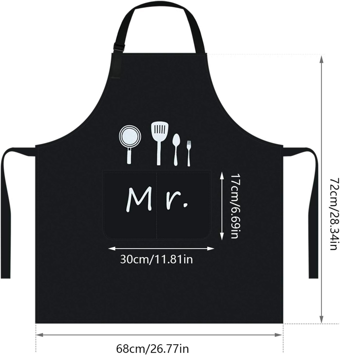 Mr and Mrs Couple Aprons Set, His and Her Adjustable Kitchen Cooking Apron Wedding Bridal Shower Gifts for Couples