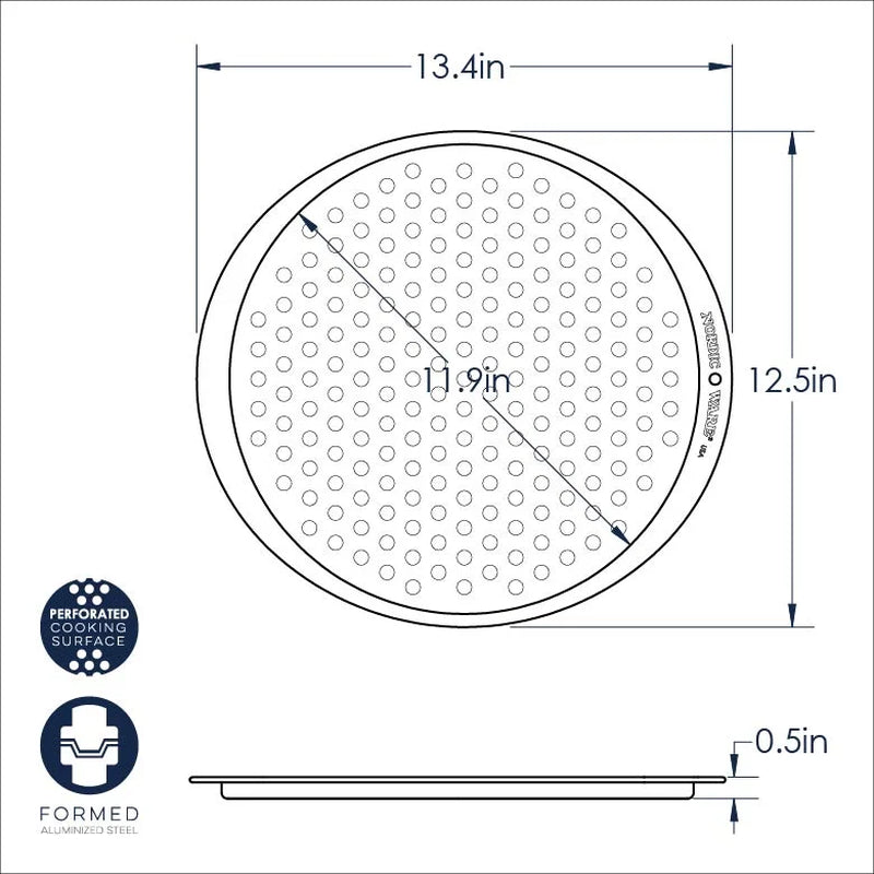 Brown Nonstick Aluminized Steel Pizza Pan, 12.5" X 13.4"