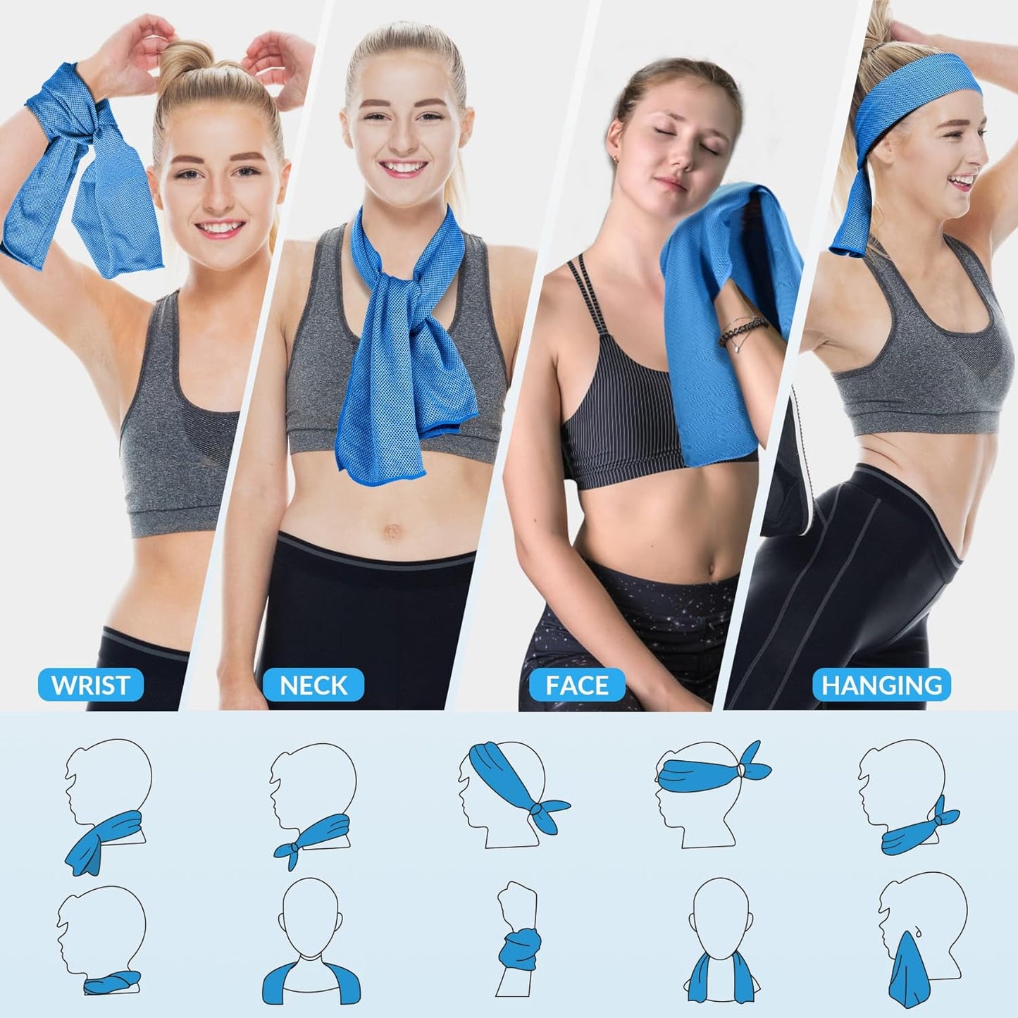 Cooling Towels for Hot Weather, Soft Instant Cold Breathable Towel, Chilly Rags for Neck, Sweat Towels for Gym, Yoga, Golf, Tennis, Workout, Travel & More Activities