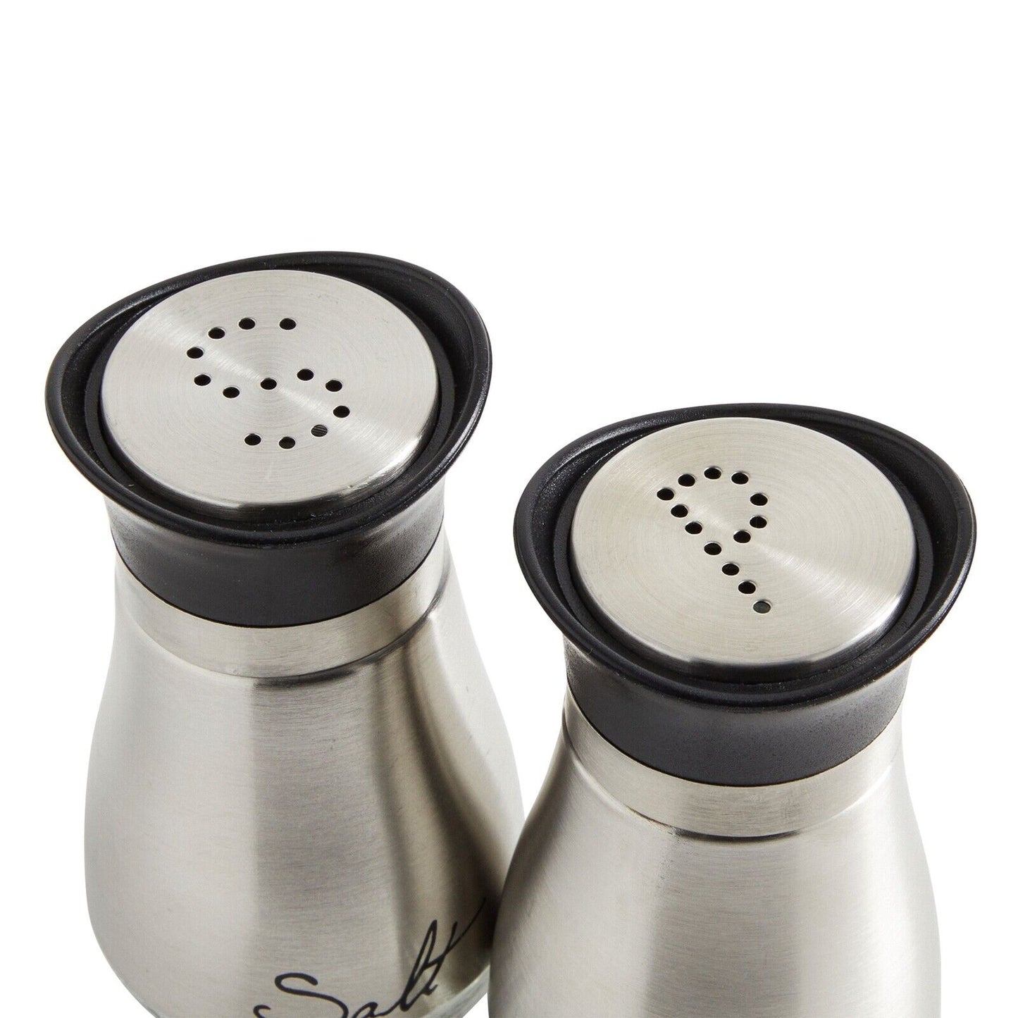 3 Piece Stainless Steel Salt and Pepper Shakers Set with Holder (4 Oz)