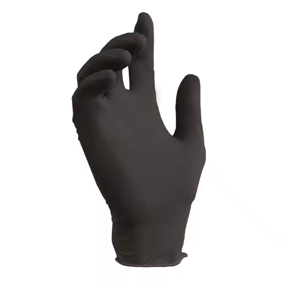 One Size Fits All Black Nitrile Disposable Grilling Gloves (50-Count)