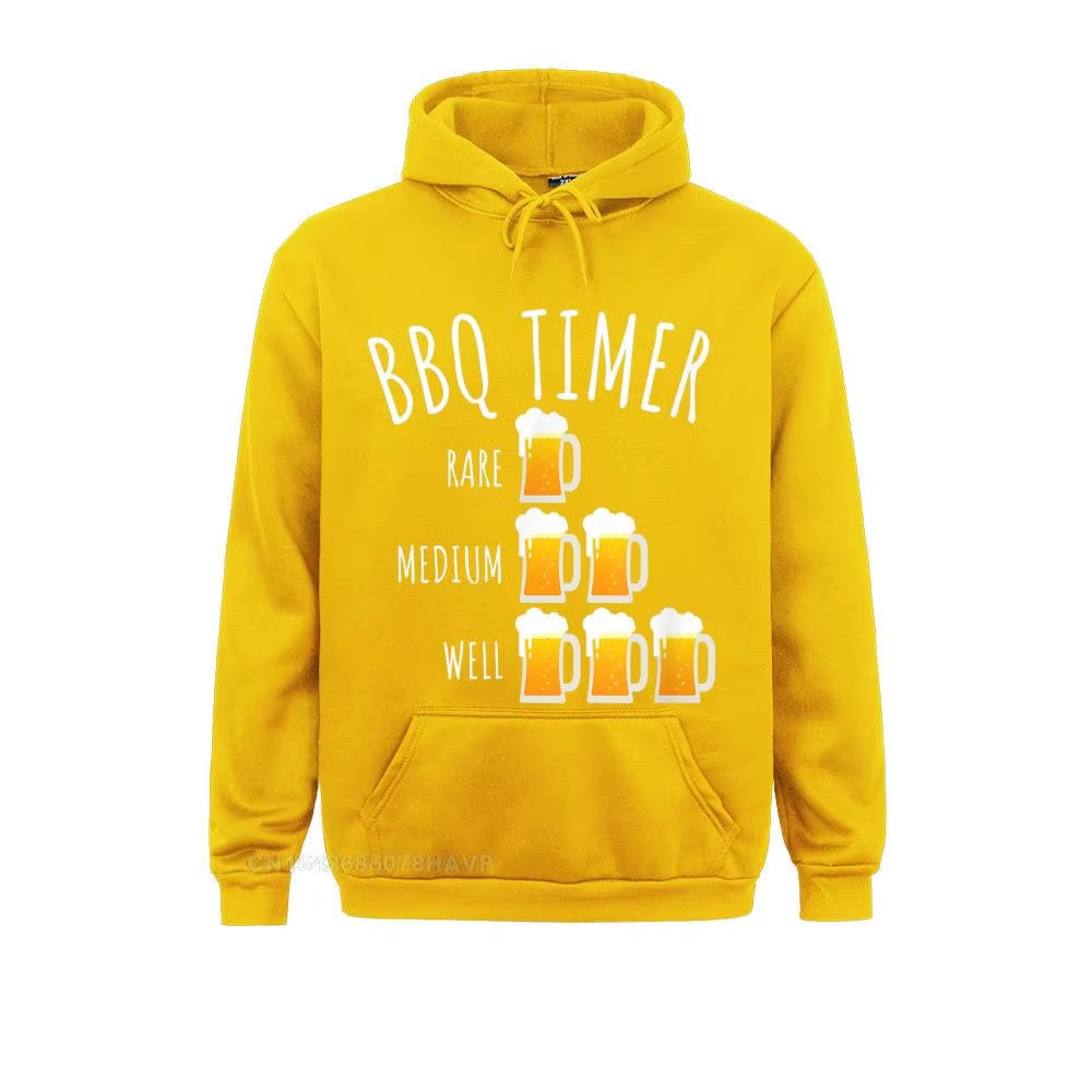 BBQ Timer Beer Drinking Funny Grilling Hoodie Hoodie Sweatshirts Summer Geek Hoodies Long Sleeve 2021 Fashion Sportswears Men'S