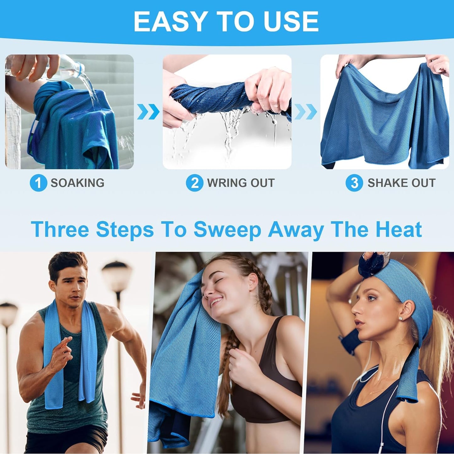 Cooling Towels for Hot Weather, Soft Instant Cold Breathable Towel, Chilly Rags for Neck, Sweat Towels for Gym, Yoga, Golf, Tennis, Workout, Travel & More Activities